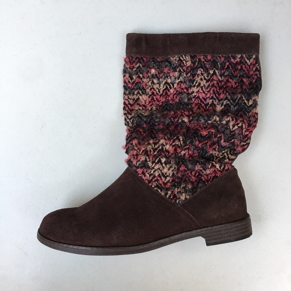 TOMS Serra Suede Sweater Knit Slouch Boots